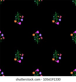 Abstract tileable floral pattern with colorful flowers