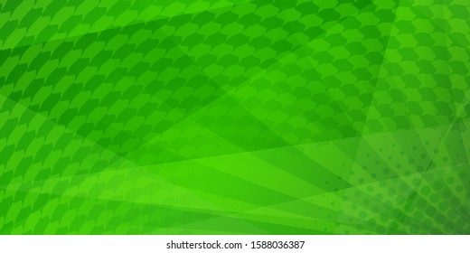 Abstract tiled background of dots and rays, in green colors