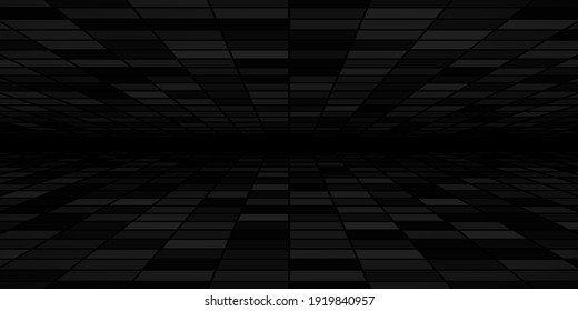 Abstract tiled background with perspective in black colors