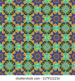 Abstract tiles with patterns in gray, white and orange colors. Vector illustration. Square seamless pattern design for pillow, carpet, rug. Design for silk neck scarf, kerchief, hanky.