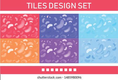 Abstract Tiles set in 6 Colors for background and website banners, poster, social media advertisement, on candies and water droplet theme flat design