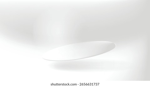 Plataforma branca de prata inclinada abstrata com sombra suave e linhas mínimas