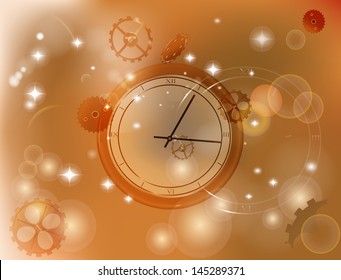 Abstract time background with clock. Able to edit. Vector