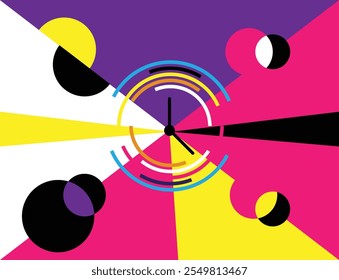 Abstract Time Clock Background Flat Style. Backgrounds and other graphic design resources vector art. Business management, planning and success topic.