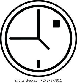 Ícone de conceito de tempo abstrato com relógio analógico com marcador quadrado perto de uma posição e traço abaixo