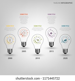 Abstract time line info graphic with design bulbs template