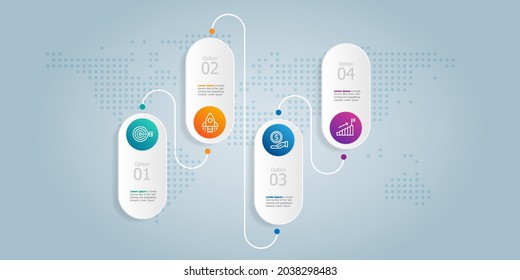 abstract timeline horizontal infogrphics element presentation with business icons 4 steps vector illustration background