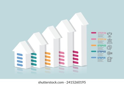 abstract timeline infographic element business data visualization steps report layout template background with business line icon 5 steps for any business-related presentation vector illustration