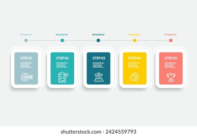 abstract timeline infographic element business data visualization steps report layout template background with business line icon 5 steps for any business-related presentation vector illustration