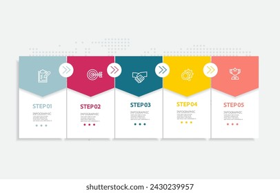 abstract timeline infographic element business data visualization steps report layout template background with business line icon 5 steps for any business-related presentation vector illustration