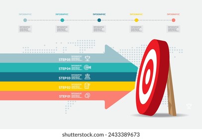 abstract timeline infographic element business data visualization steps report layout template background with business line icon 5 steps for any business-related presentation  vector illustration