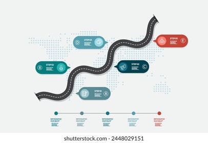 abstract timeline infographic element business data visualization steps report layout template background with business line icon 5 steps for any business presentation vector illustration