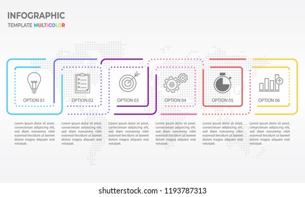Abstract timeline infographic thin line  6 options.