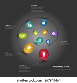 abstract timeline options template with colorful polygonal crystals