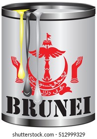 Abstract tin container of paint with colors of the flag of Brunei.