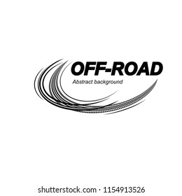 Abstract tire track logo with lines and text