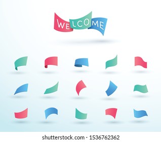 Abstract Title Ribbon Shapes Overlapping Vector Set