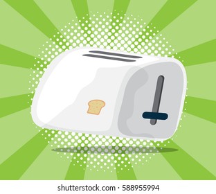 abstract toaster icon with burst and half tone background