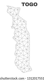 Abstract Togo map isolated on a white background. Triangular mesh model in black color of Togo map. Polygonal geographic scheme designed for political illustrations.