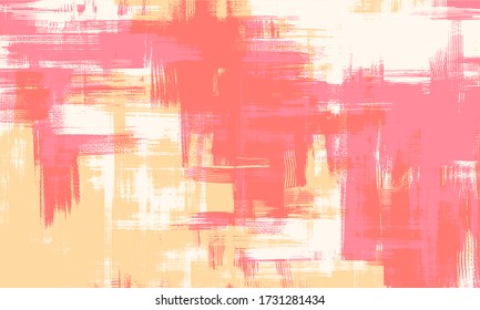 Abstract tomato background painting on canvas, dirty art. Grungy cross hatching paint strokes, vector background illustration