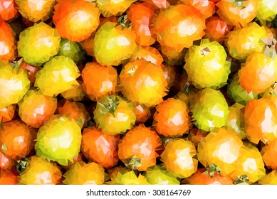 Abstract  tomato triangular low poly style vector background,Vector illustration