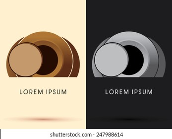 Abstract the tomb of Jesus, stone cave , designed using brown geometric shape, cartoon ,logo, symbol, icon, graphic, vector.