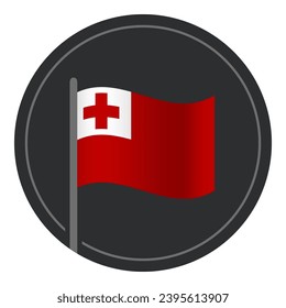 Abstract Tonga Flag Flat Icon in Circle Isolated on White Background
