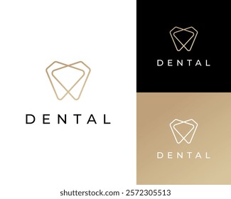 Abstract Tooth Dental Teeth Dentist Dentistry Simple Line Art Luxury Vector Logo Design Illustration