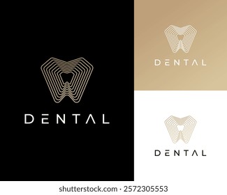 Abstract Tooth Dental Teeth Dentist Dentistry Simple Line Art Luxury Vector Logo Design Illustration