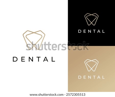 Abstract Tooth Dental Teeth Dentist Dentistry Simple Line Art Luxury Vector Logo Design Illustration