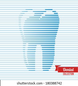 Abstract Tooth Made Up From Lines. Vector Illustration. Optical Illusion. Background For Dentistry And Orthodontics Design. Dental Symbol.