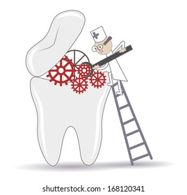 Abstract Tooth treatment procedure, dental conceptual illustration