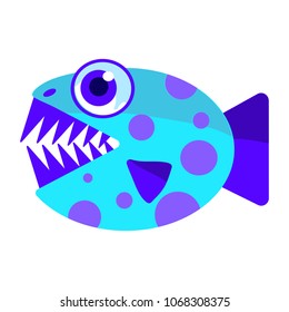 The abstract toothy predatory fish. Vector image.