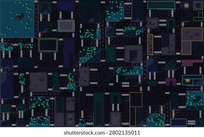 Abstract Top Down Urban City Grid Map Background Flat Vector Architecture Street Plan Design