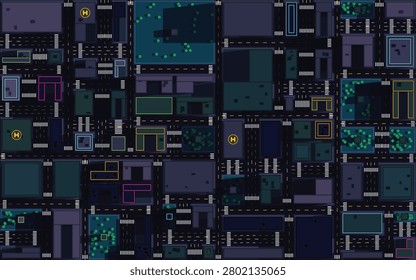 Abstract Top Down Urban City Grid Map Background Flat Vector Architecture Street Plan Design