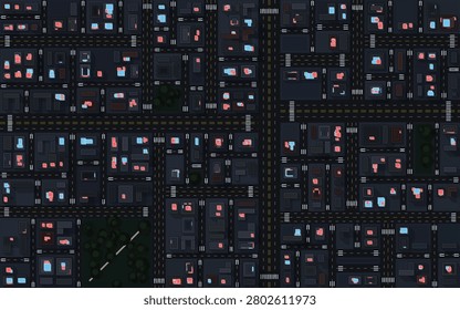 Abstract Top Down Urban City Grid Map Background Flat Vector Architecture Street Plan Design