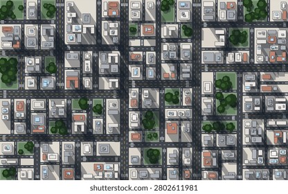Abstract Top Down Urban City Grid Map Background Flat Vector Architecture Street Plan Design
