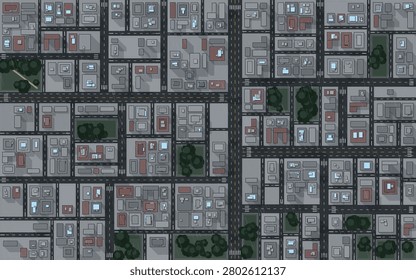 Abstract Top Down Urban City Grid Map Background Flat Vector Architecture Street Plan Design