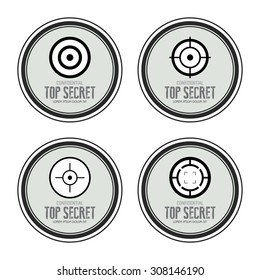 Abstract top secret labels on a white background