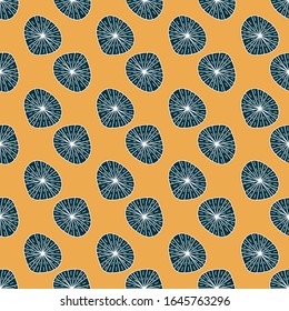 abstract top view of cactus plants growing on a yellow sand seamless vector pattern