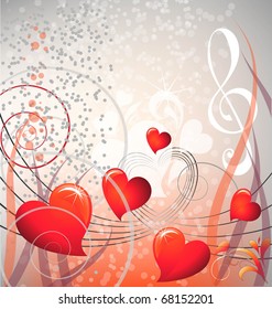 Abstract topic with music and hearts