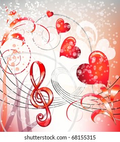 Abstract topic with music and hearts
