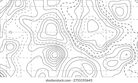 Abstract Topographic Contour Line Pattern Background Minimal Black and White Map Style Terrain Lines Geographic Elevation Concept Modern Cartography Inspired Design