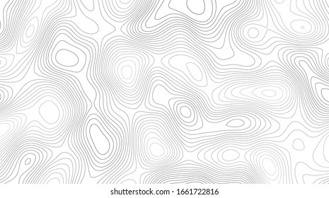 Abstract Topographic contour lines map pattern. Black and white topographical wavy relief lines. Vector illustration.