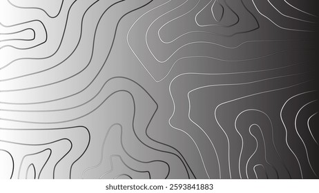 Abstract Topographic Contour Map Design With Gradient Shades in Black and White