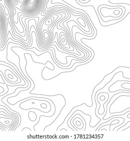 Plantilla de mapa de contorno topográfico abstracto. Composición abstracta de círculos negros y líneas sobre un fondo blanco. Vector EPS10