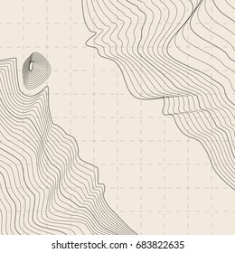 Abstract Topographic Contour Map Template. EPS10 Vector