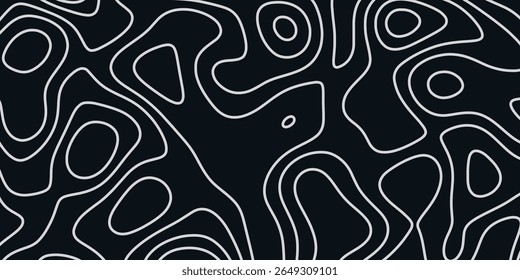Abstract topographic design with winding lines on a dark background for artistic and creative use