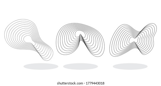 Abstract topographic line contour vector set of handmade graphic elements or decoration, invitations, posters, card, fabric,geographic grid map.