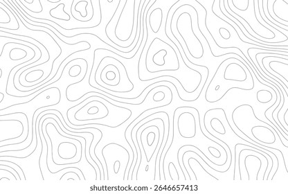 Mapa de linhas topográficas abstrato. Mapa de linha da cartografia. Mapa de linha geográfico. Padrão ondulado topográfico. Onda de linha. Padrão de gravação em um fundo branco.